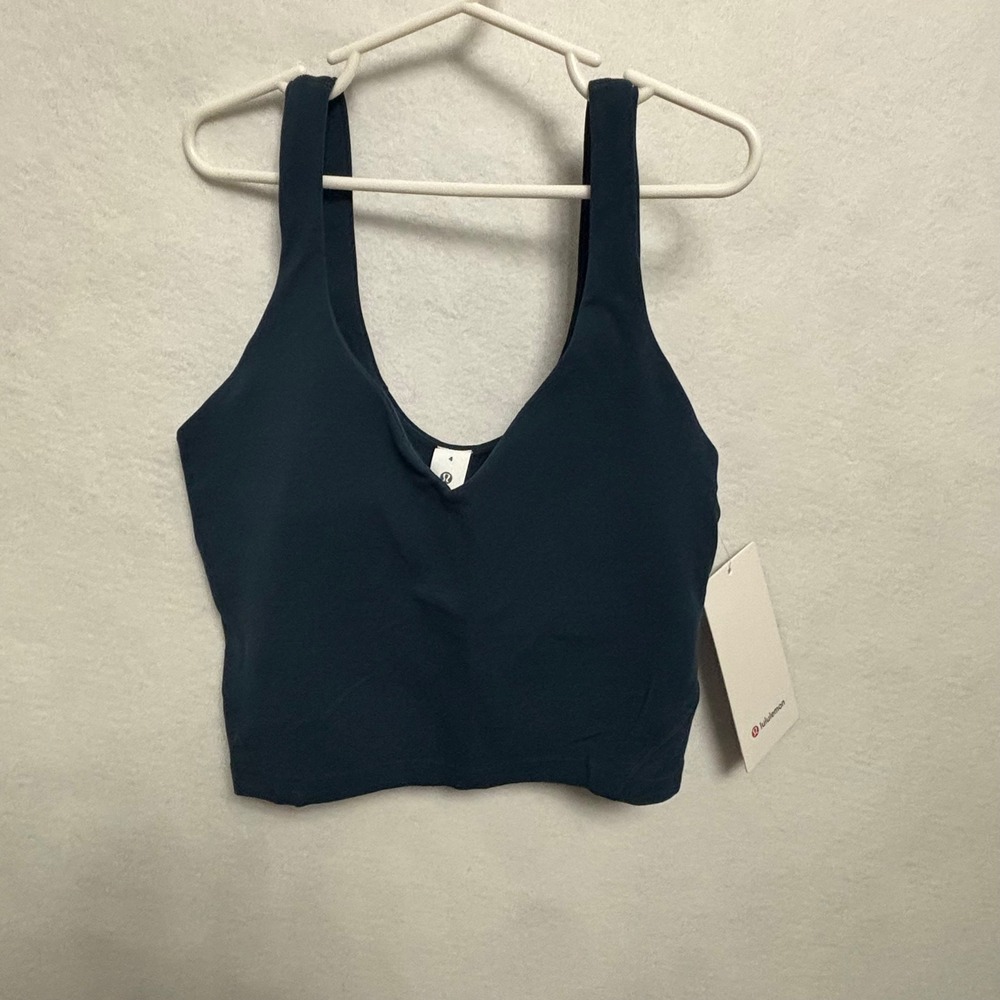 Lululemon Align Tank Top Indochine Blue Lulu Cropped Yoga Bra Top LW1DUVS Size 4